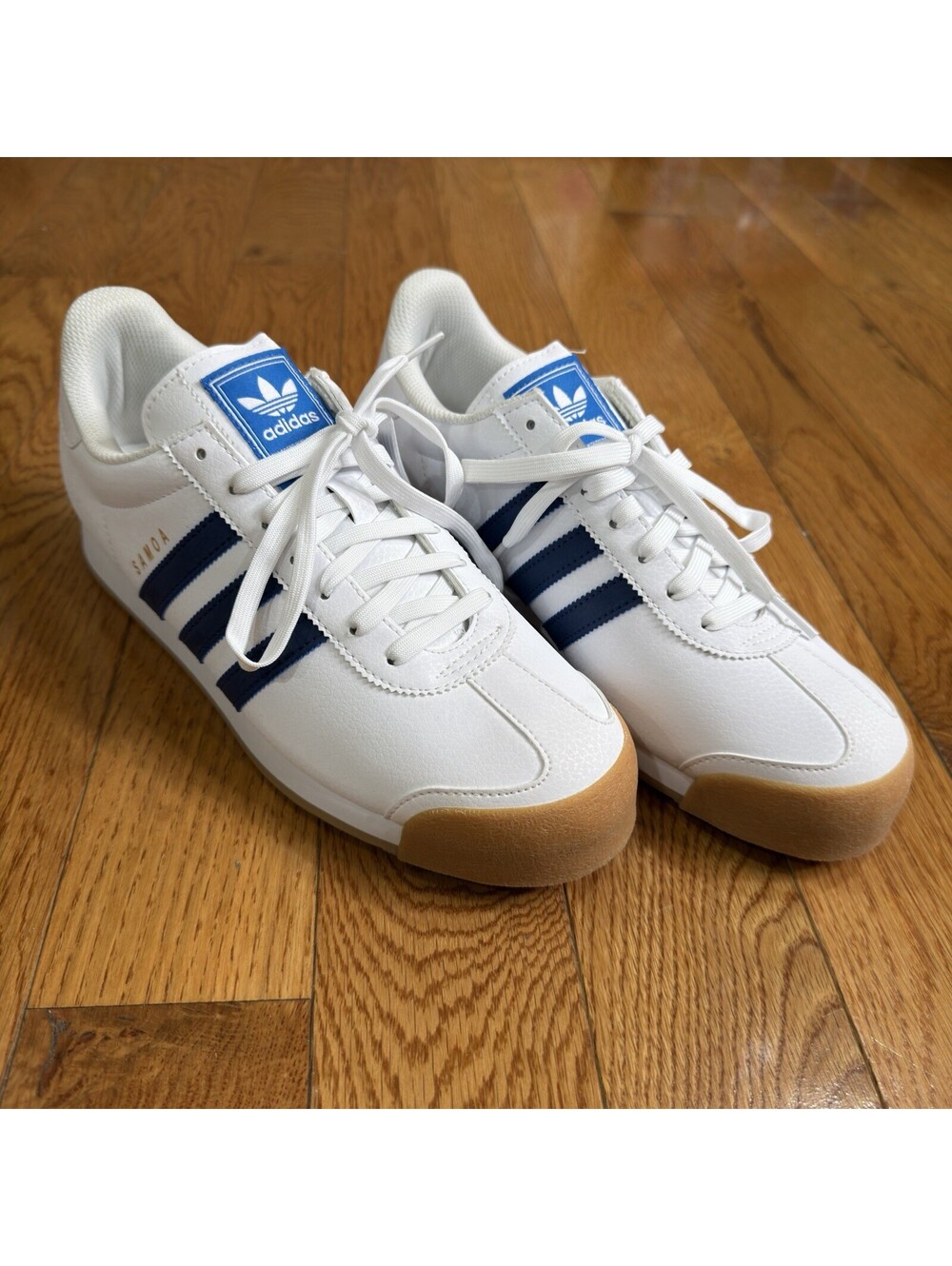 Men’s Size 9 Adidas Samoa White Blue Gum Sneakers EG6088 Originals Shoes